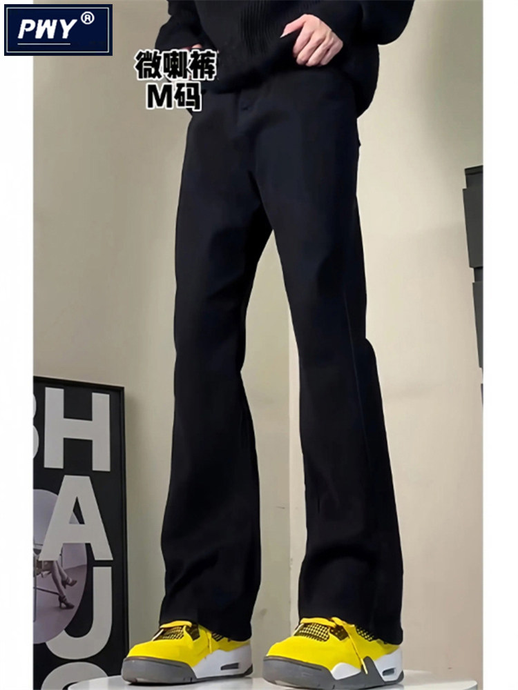 时尚品牌微喇叭黑色软牛仔裤秋冬男士2025新款直筒裤高街氛围羊毛,男装,牛仔裤,淘宝优惠券,粉丝福利购,淘宝优惠卷