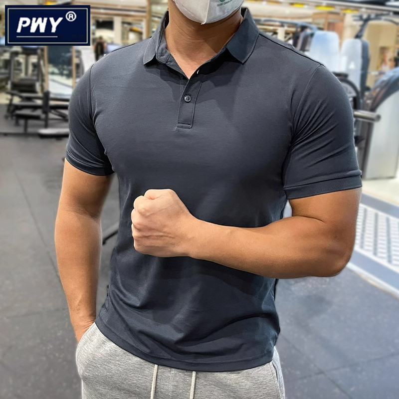 潮牌高端健身POLO衫男士夏季2026新款翻领运动短袖T恤修身体恤衫