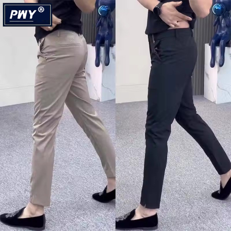 潮牌商务休闲裤男春夏季2026新款百搭修身小西裤潮流弹力直筒裤子