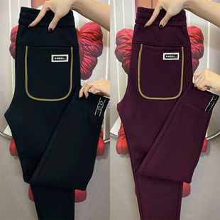 针织弹力束脚哈伦裤 加绒加厚宽松小脚卫裤 男秋冬季 潮牌运动休闲裤