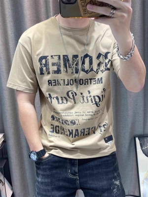 潮牌高端印花纯棉短袖T恤男士夏季2025新款潮流宽松圆领休闲上衣