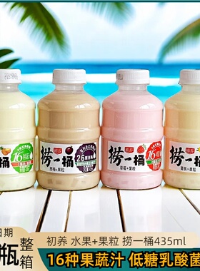 初养捞一桶乳酸菌饮料水果+果粒0脂肪低糖16种果蔬汁435ml