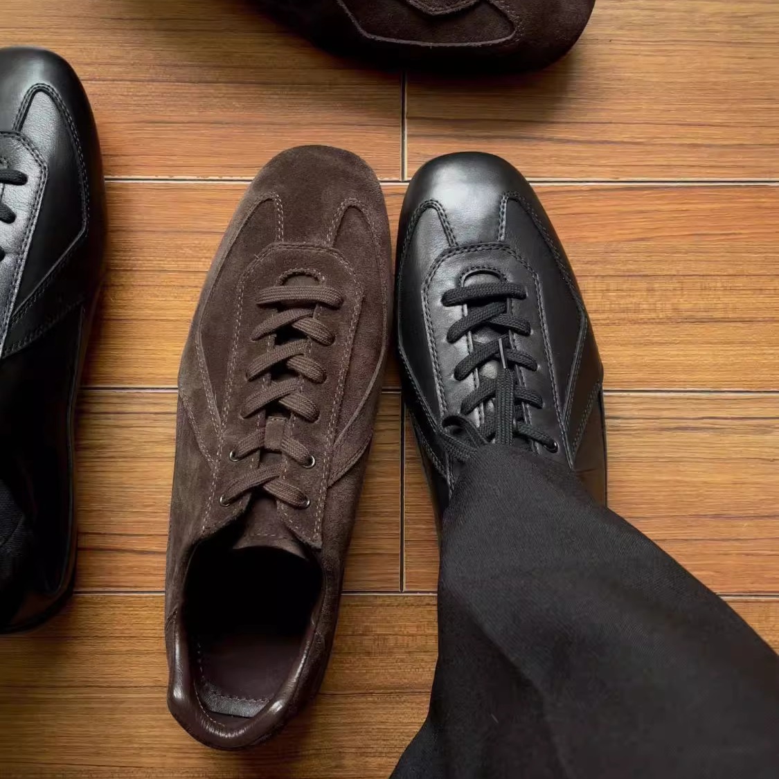 休闲皮鞋男女同款复古轻便德训鞋平底通勤轻量慢跑阿甘鞋情侣潮鞋