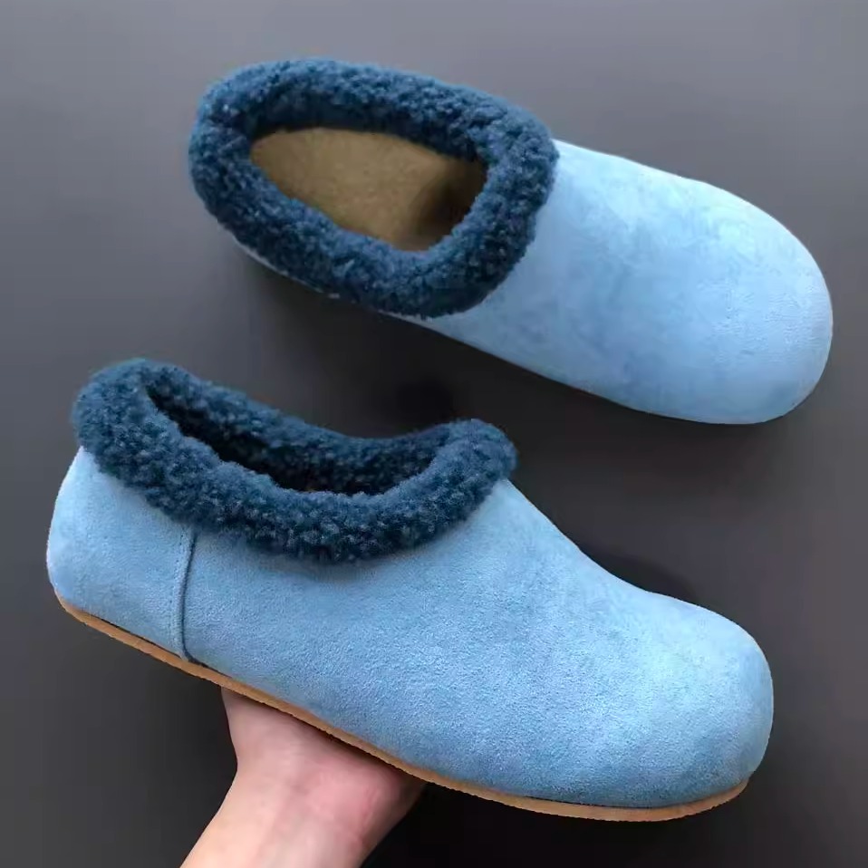 小土豆雪地靴男女懒人棉鞋加厚户外冬季潮款薄底加绒套脚毛毛鞋