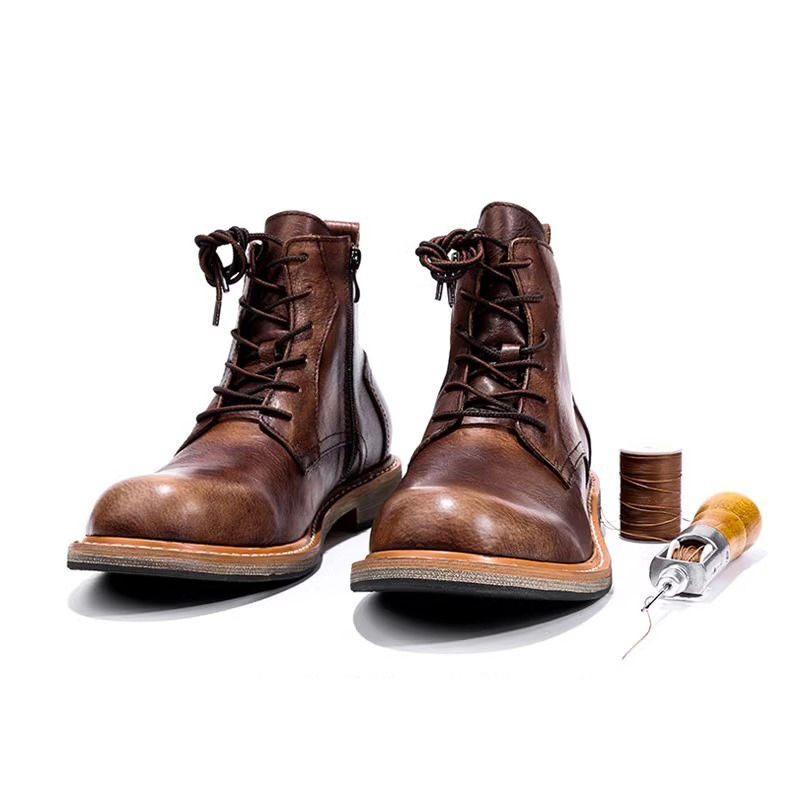 阿美咔叽复古马丁靴男款高帮短靴英伦风大头靴子厚底中帮工装靴潮