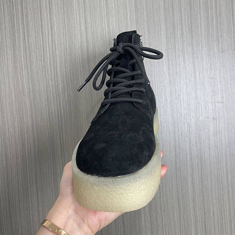 中帮潮流工装靴圆头增高靴子男款机车靴厚底马丁靴男户外系带男靴