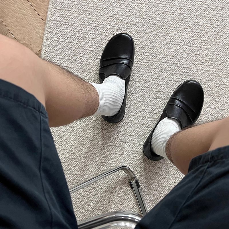 休闲通勤乐福鞋男一脚蹬潮款皮鞋女英伦风德比鞋高级感穆勒鞋情侣