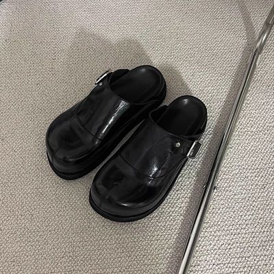 休闲皮凉拖鞋大头厚底勃肯拖鞋男女外穿包头半拖鞋情侣增高德比鞋