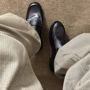 休闲鞋潮款吸血鬼乐福鞋复古英伦风压花通勤皮鞋男女一脚蹬德比鞋