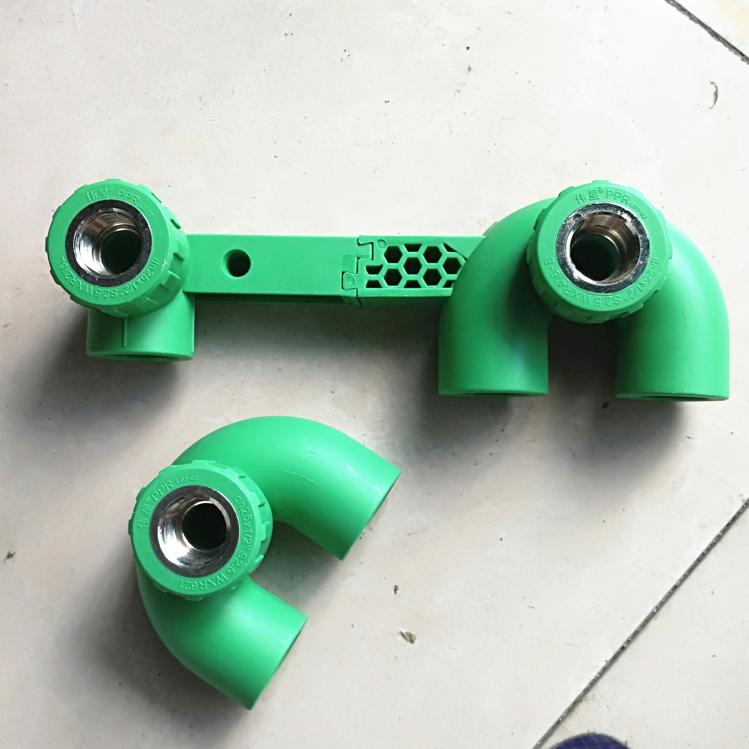 伟星ppr大流量管件25*1/2循环水内丝弯头u型弯头回水弯正品带防伪