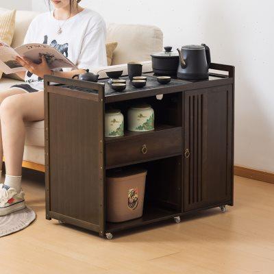 家用移动茶台非实木茶桌侧边茶水柜客厅沙发边几小户型茶几新中式