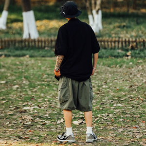 日系CityBoy风夏季宽松纯色翻领短袖无信仰T恤POLO衫男 POLO01P55图片