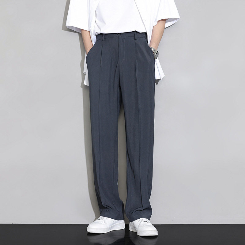 西裤男夏季薄款阔腿直筒宽松休闲长裤高级感垂坠感西装裤子818P58,男装西裤,电商A400（原B301）
