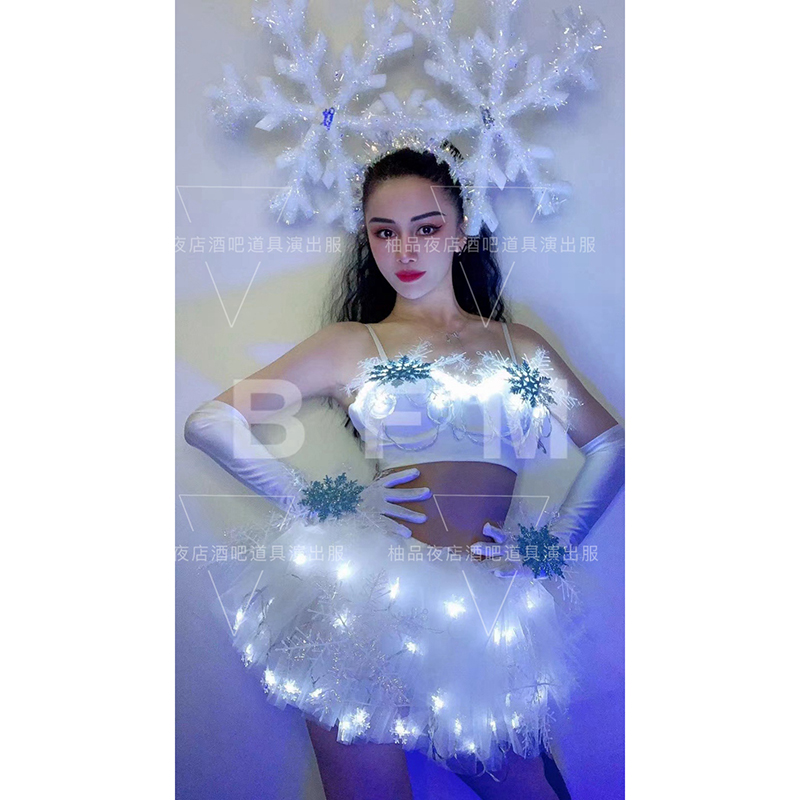 发光服LED雪花白色套装夜店DS