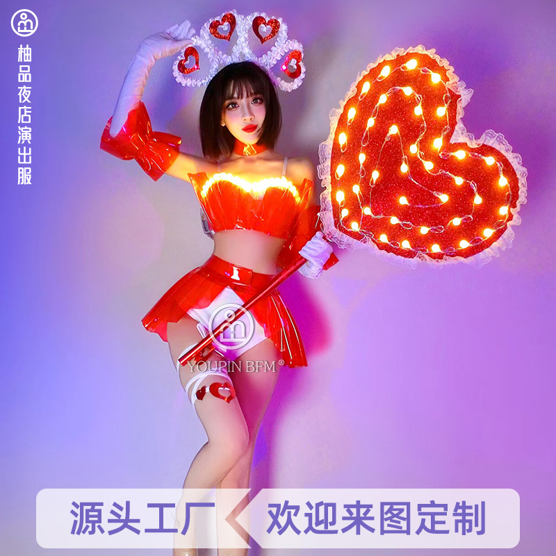 gogo演出服情人节比基尼红色爱心