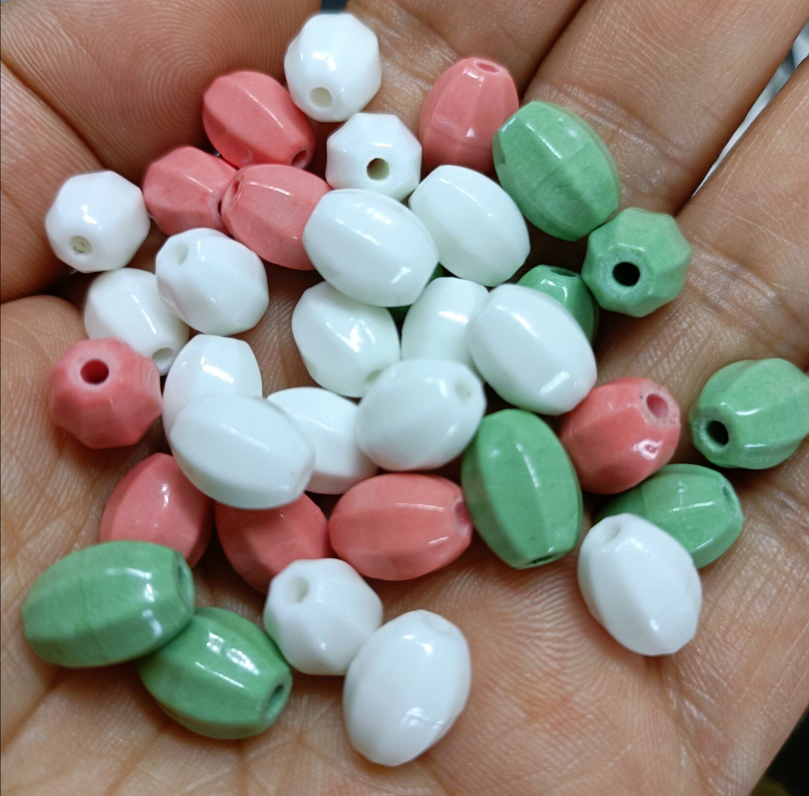 托玛琳珠子 上釉亮光长南瓜花腰