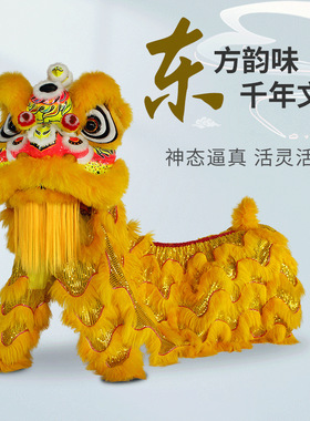 新年舞狮道具广东竹编手工羊毛非遗醒狮大中学生比赛狮头灯光夜光