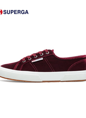 SUPERGA经典低帮休闲鞋天鹅绒酒红色百搭平底板鞋S00AB50
