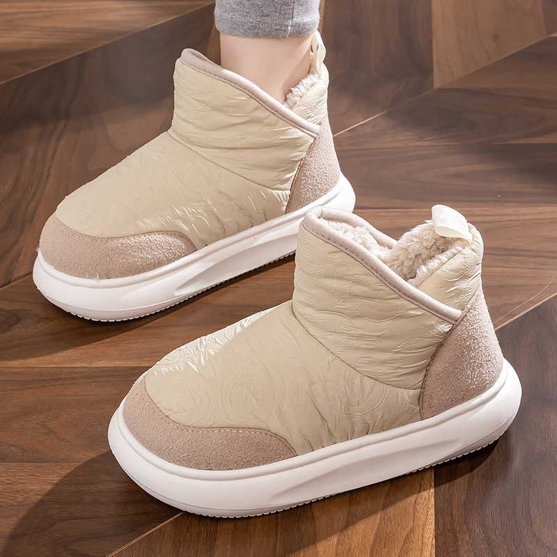 冬季包跟棉拖鞋女士保暖棉鞋家居拖鞋防水羽绒布办公室内厚底防滑