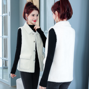 2025秋冬新款羊羔毛毛绒马夹外穿女士背心坎肩皮毛一体马甲女外套