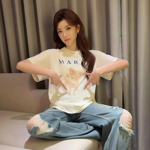 MARDI张月同款宋智雅明星高质量短袖韩版大码女装高级感t恤中袖潮