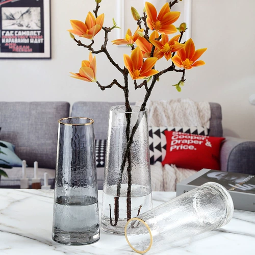 Северный холодный рисунок золотой прозрачный стеклянный ваза Оптовая легкая роскошная орнамент