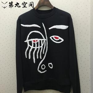 正品HACULLA  23秋冬新款 男士时尚圆领抽象面部套头卫衣现货