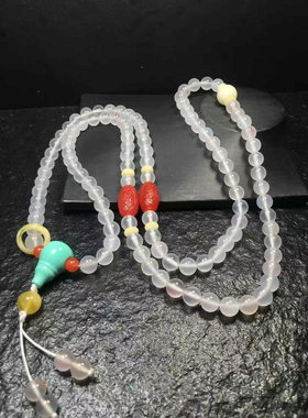 川料高冰南红毛衣链单珠多宝手串diy海纹石蜜蜡翡翠舒俱来铜发女