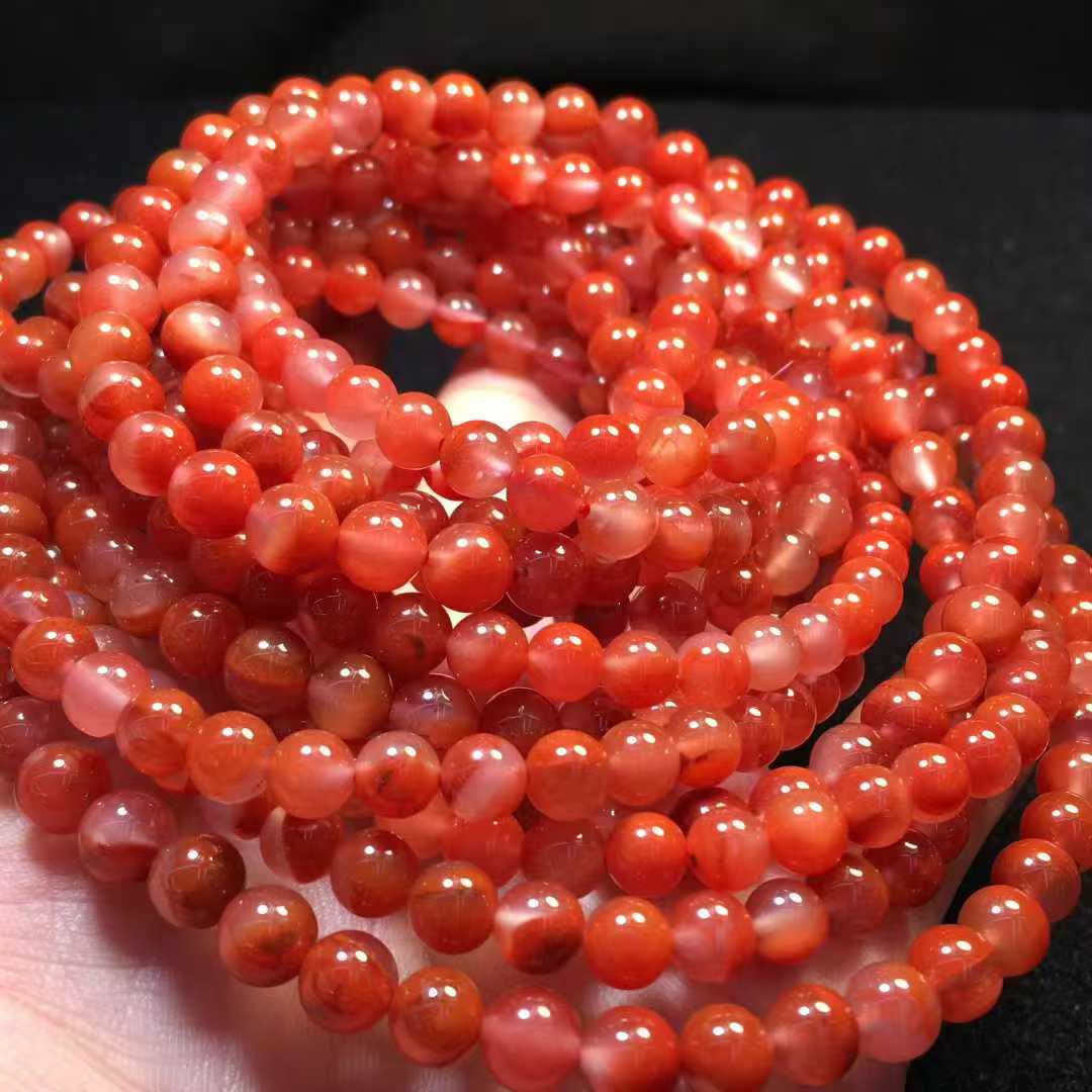 凉山南红玛瑙佛珠长链6㎜手串项链吊坠挂件珠宝男女款礼物精美