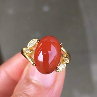 瓦西南红满色满肉柿子红女款戒指珠宝古玩收藏旧物件手串吊坠挂件