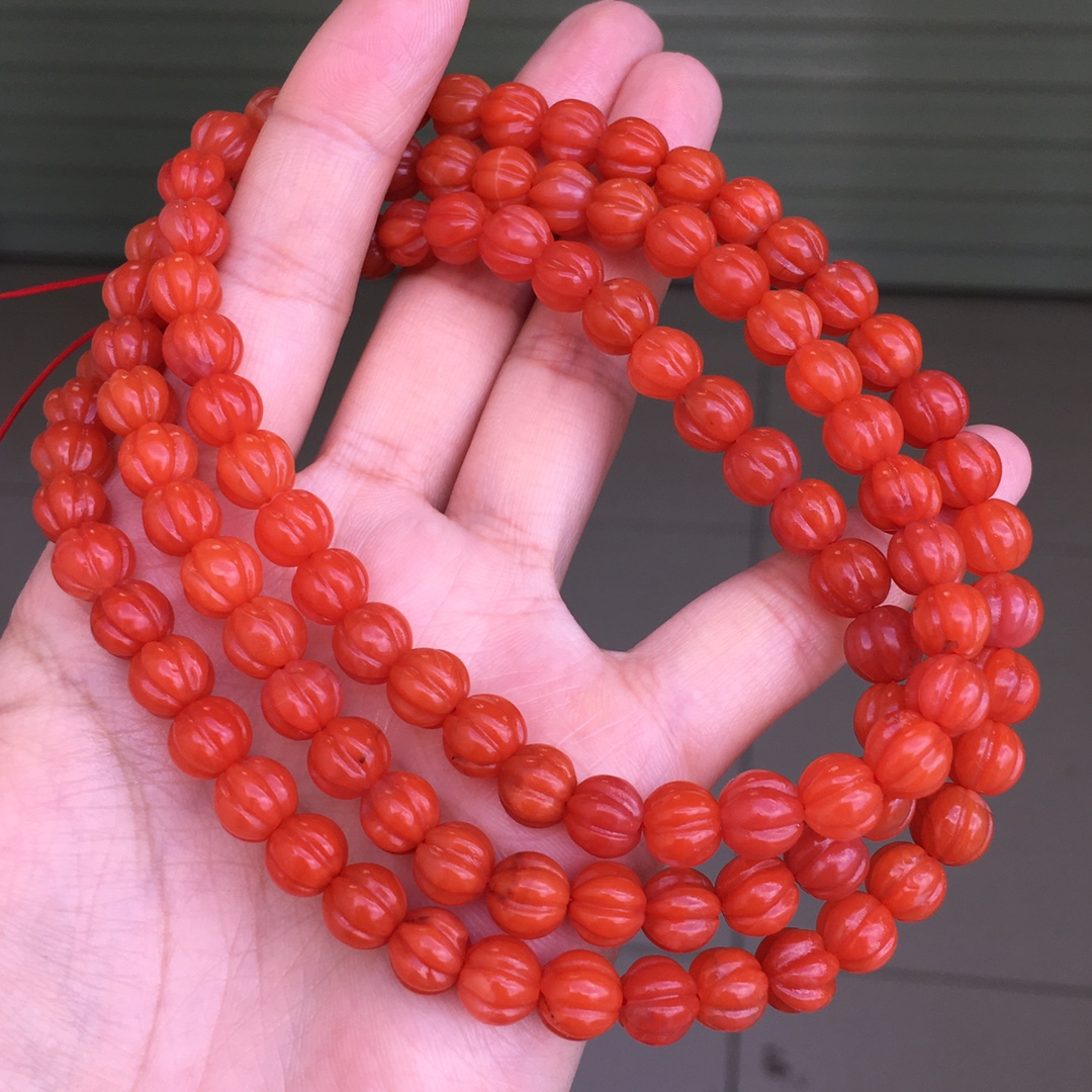 保山料南红玛瑙南瓜珠佛珠珠宝古玩收藏旧物件手串吊坠挂件