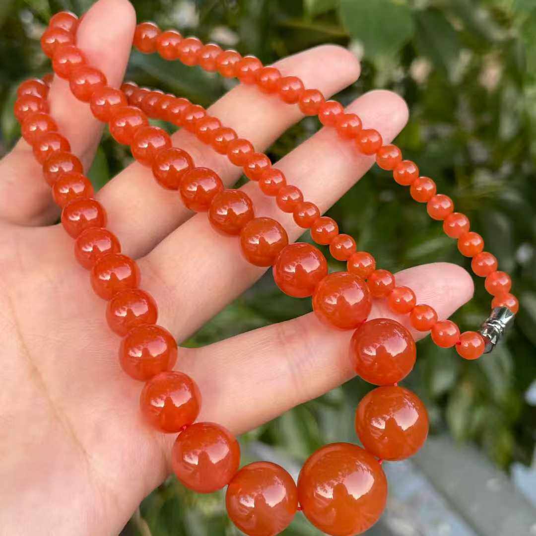 精品南红玛瑙塔链锁骨链项链女款亮光玉质感超好玉石文玩饰品