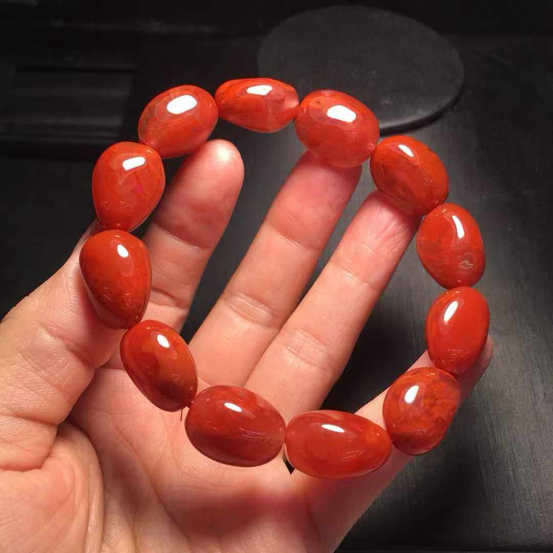 凉山南红你玛瑙随行籽料手串手链12㎜玉质感好单圈礼物