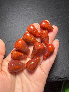 凉山南红玛瑙手工火焰红一体大三通文玩配饰佛珠念珠配件