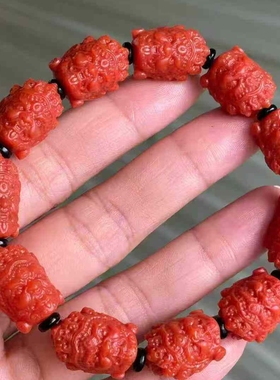 收藏南红玛瑙瓦西大黑天手串满色满肉珠宝古玩收藏13㎜苏工雕刻男