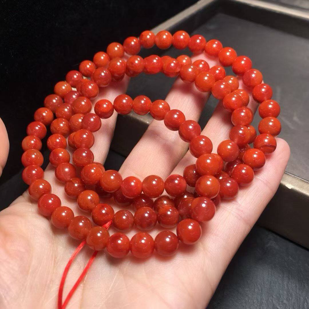 精品凉山南红玛瑙佛珠6.5㎜男女款玉石收藏级别精美饰品女款百搭