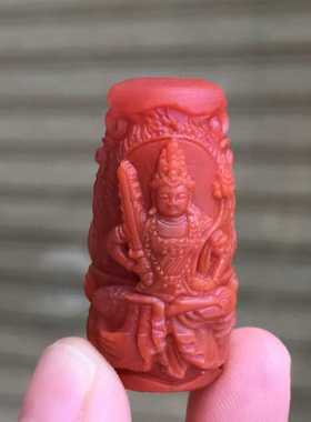 南红玛瑙苏工吊坠挂件桶珠柿子玫红虚空藏菩萨民族风国风原创精美