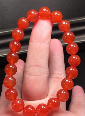 保山南红冰红料单圈手链老型珠飞碟苹果珠手串吊坠百搭时尚锁骨链