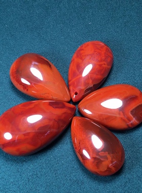 川料南红火焰红水滴吊坠耳坠环戒指天珠三通复古背云流行时尚百搭