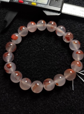 天然南红玛瑙飘花手串白底起荧光玉质感一流10.5㎜精美饰品男女款