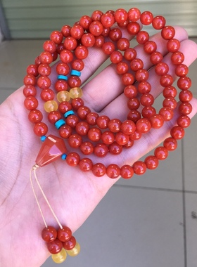 川料南红玛瑙手串DIY多圈珠宝古玩收藏旧物件手串吊坠挂件