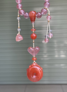 精品川料南红玛瑙项链手链冰飘diy莲花好运连连多用女款饰品编织