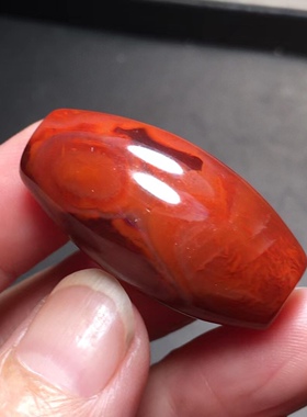 瓦西凉山南红勒子天珠盐源玛瑙三通复古背云流行时尚饰品手把摆件