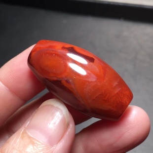 瓦西凉山南红勒子天珠盐源玛瑙三通复古背云流行时尚饰品手把摆件