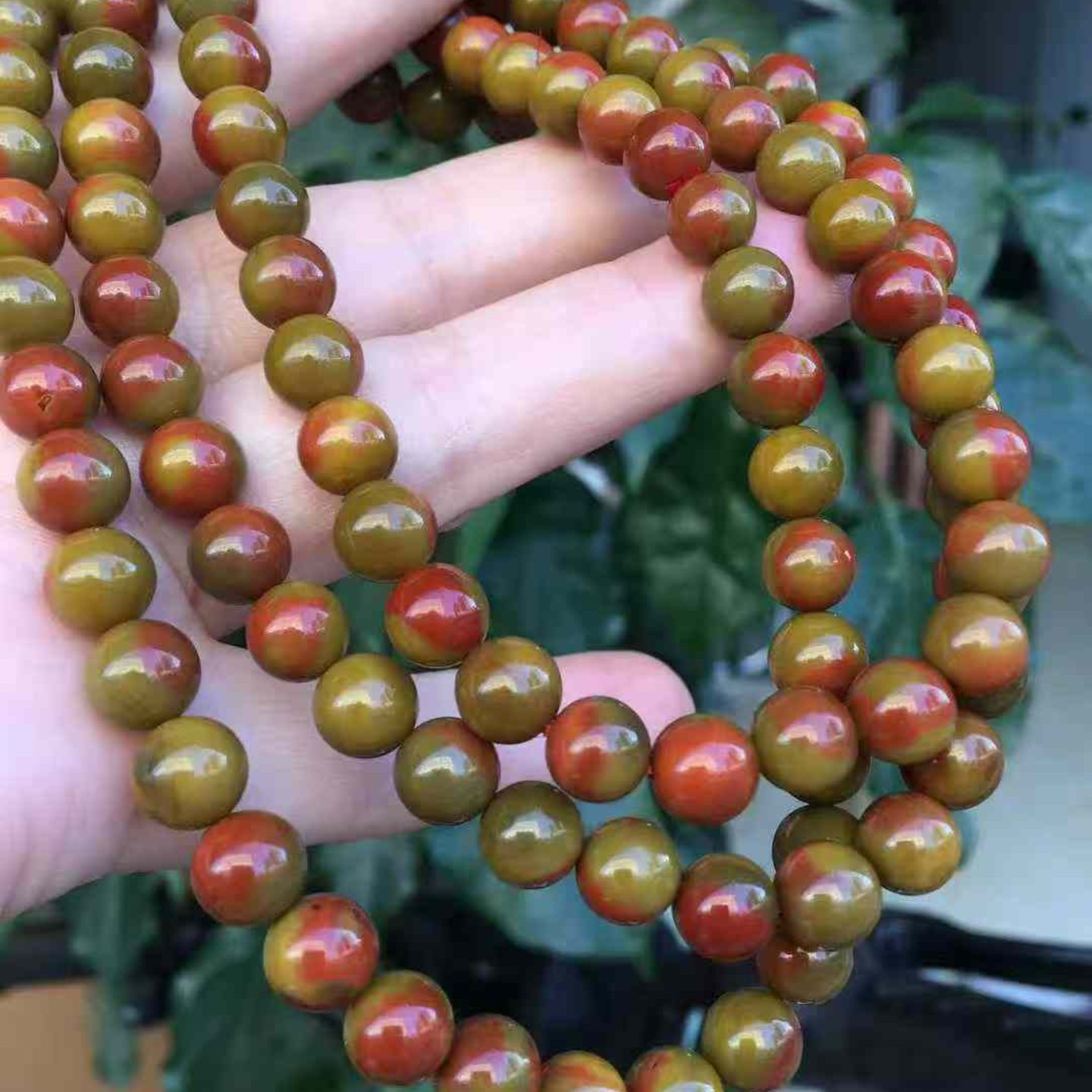 川料南红玛瑙包浆108珠黄皮包浆双色珠宝古玩收藏旧物件手串吊坠