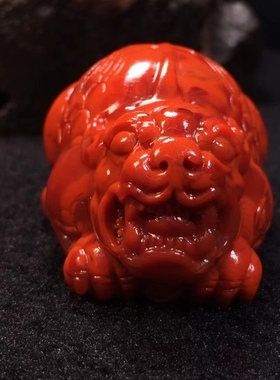 瓦西料南红虎皮纹雕刻貔貅吊坠单珠多宝文玩饰品1234567890㎜手串
