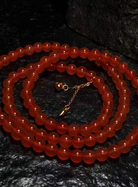 保山冰红南红玛瑙三圈手链手串男女款玉石收藏精美礼品饰品首饰