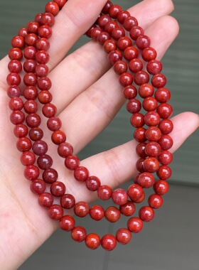 精品川料南红牛血红圆珠多圈佛珠满色满肉手链百搭时尚手串项链女