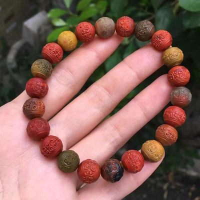 云南巧家南红绿皮包浆回纹手串盐和田玉碧玉手镯锁骨链吊坠百搭女