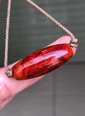 瓦西南红玛瑙满肉妖孽火焰纹桶珠锁骨链男女款原创设计编织吊坠